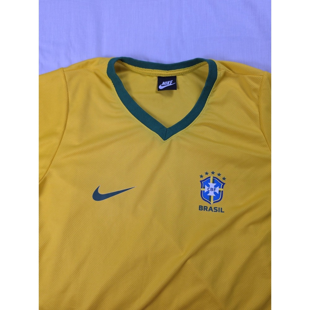 Brazil Jersey Womens Small Yellow Soccer Nike V Neck CBF Brasil Football
